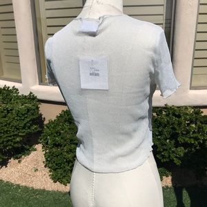 LF STORES WHITE SHORT SLEEVE MESH TOP